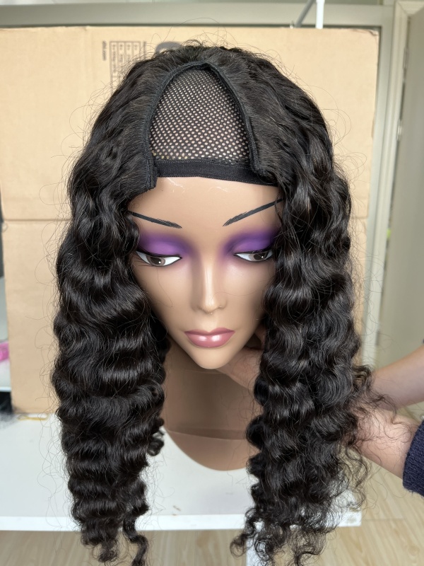 iqueenla Raw Hair Burmese Curly V Part Wig 200% &amp; 300% Density