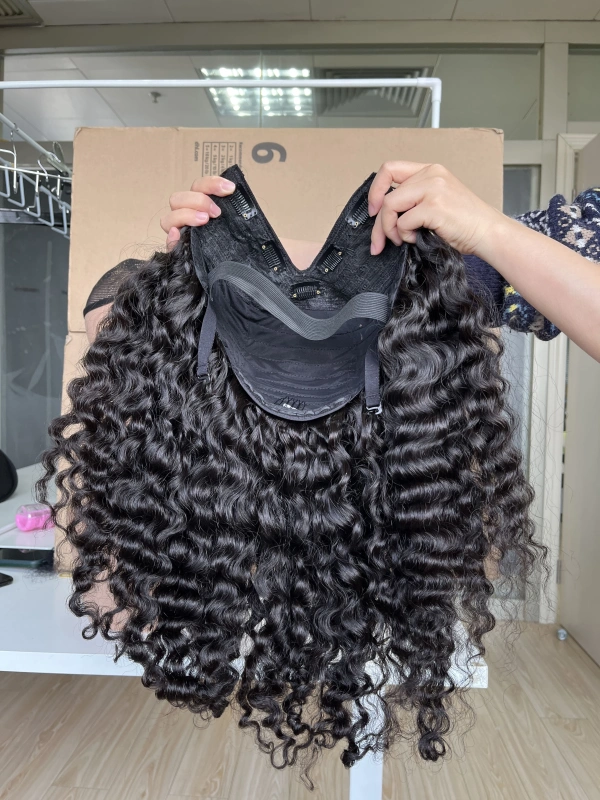 iqueenla Raw Hair Burmese Curly V Part Wig 200% & 300% Density