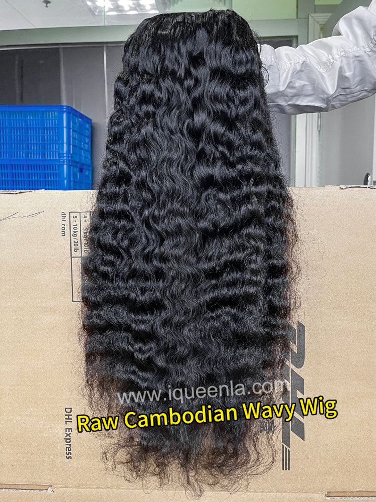 iqueenla Cambodian Wavy Raw Hair U Part Wig 200% & 300% Density