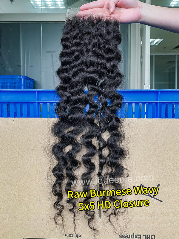 iqueenla Bumese Wavy 4x4/5x5/6x6/13x4/13x6 Transparent and HD Lace Closure/Frontal