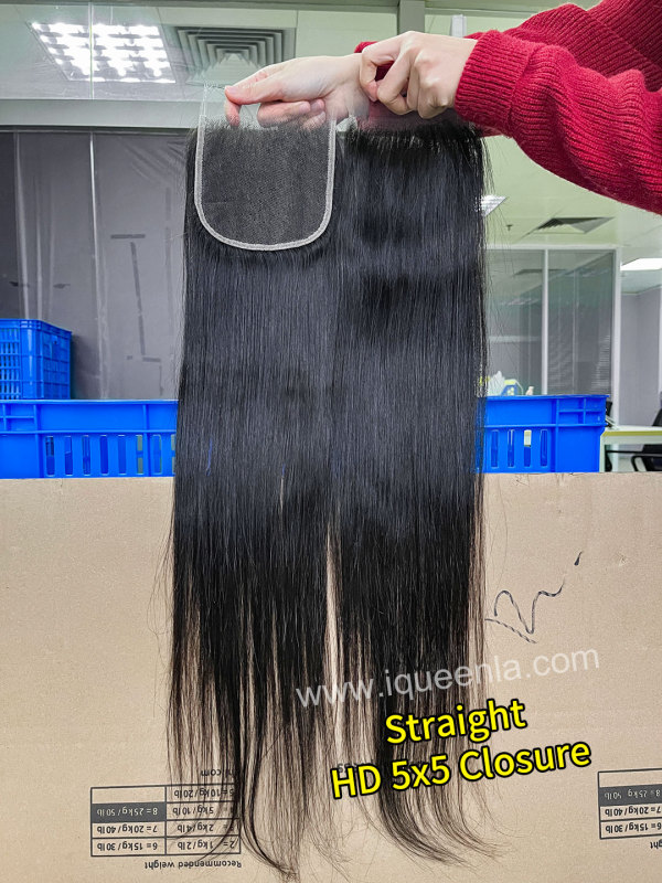 iqueenla Raw Straight Transparent and HD 4x4/5x5/6x6/13x4/13x6 Lace Closure/Frontal