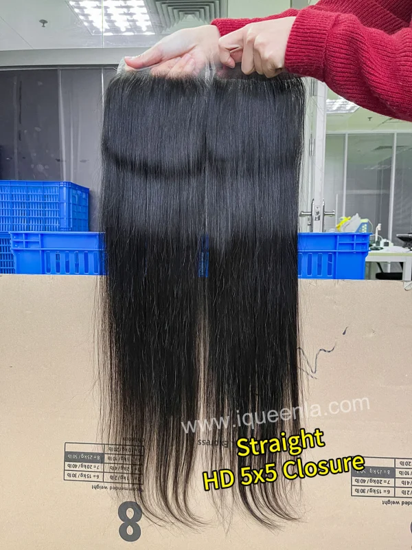 iqueenla Raw Straight Transparent and HD 4x4/5x5/6x6/13x4/13x6 Lace Closure/Frontal
