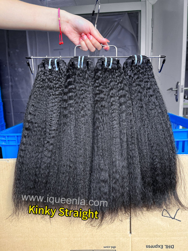 iqueenla Luxury Kinky Straight Full Human Hair 1/3/4 Bundles Deal