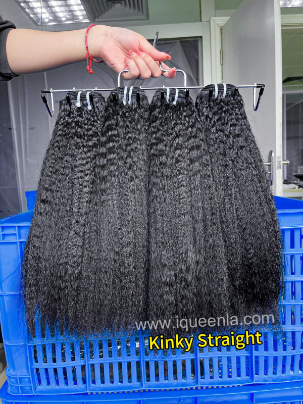iqueenla Luxury Kinky Straight Full Human Hair 1/3/4 Bundles Deal