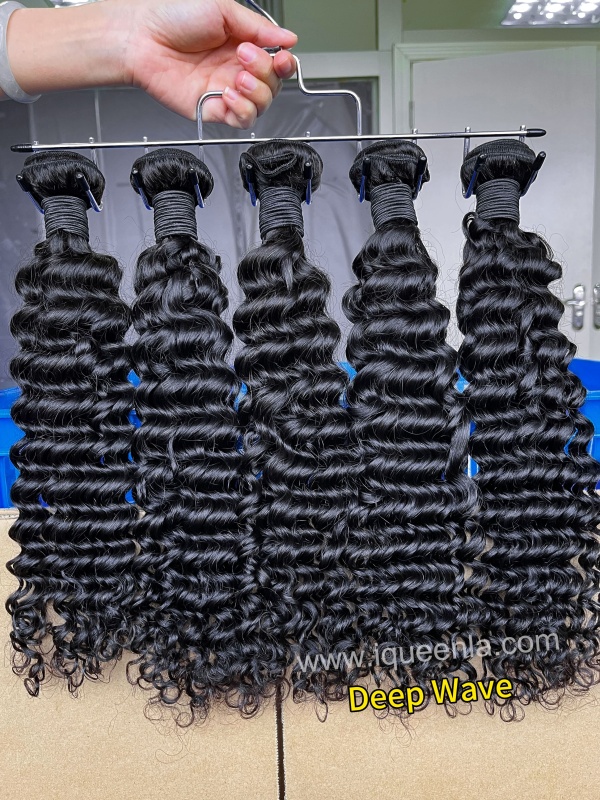 iqueenla 12A Deep Wave Human Hair 1/3/4 Bundles Deals