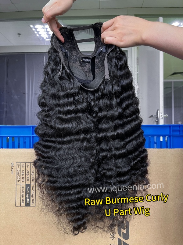 iqueenla Burmese Curly Raw Hair U Part Wig 200% & 300% Density