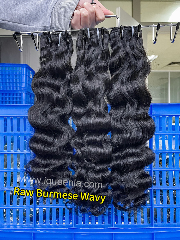 Iqueenla Wavy Raw Burmese Hair Bundles Tangle-free