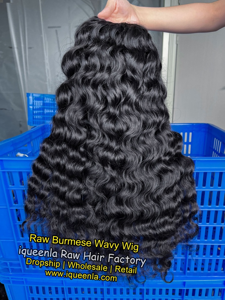 iqueenla Burmese Wavy Raw Hair V Part Wig 200% & 300% Density