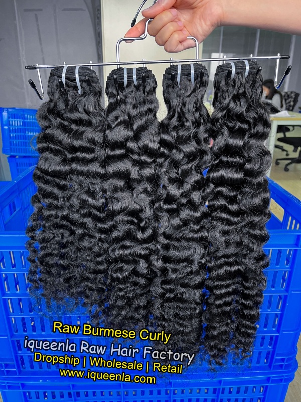 iqueenla Burmese Curly Raw Hair 1/3/4 Bundles Deals