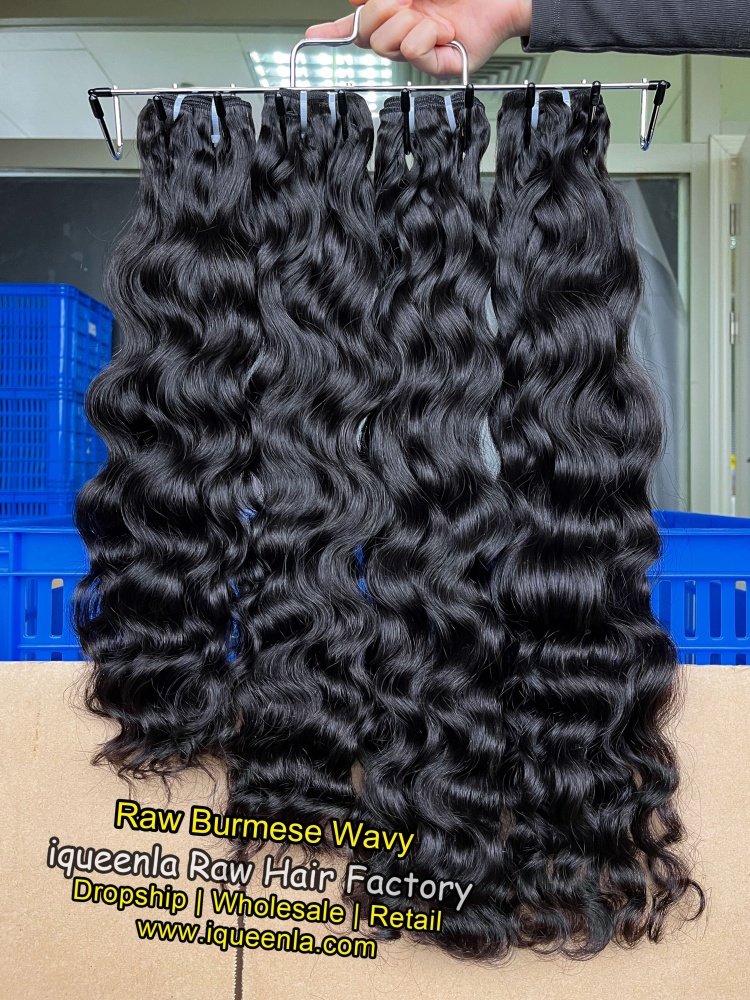 Iqueenla Wavy Raw Burmese Hair Bundles Tangle-free