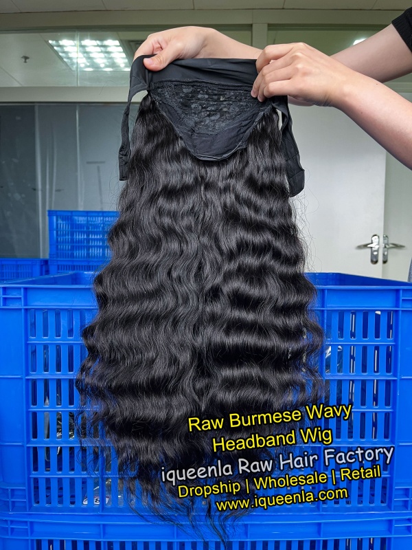 iqueenla Burmese Wavy Raw Hair Headband Wig 200% & 300% Density