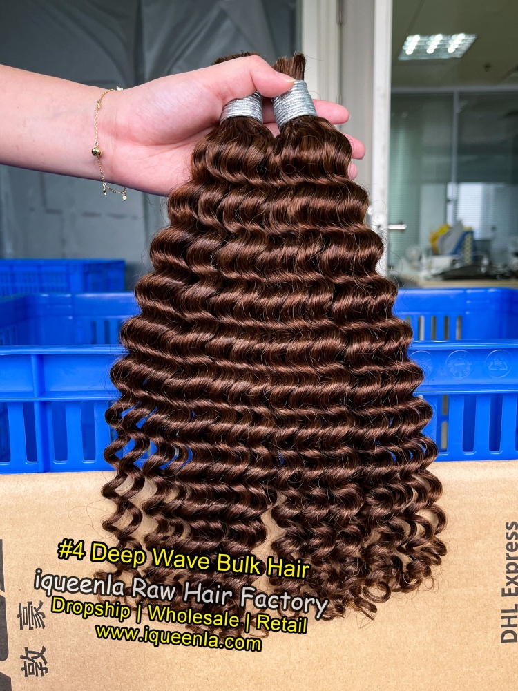 iqueenla #4 Color Deep Wave Human Hair Bulk Braiding 1/3/4 Packs Deal