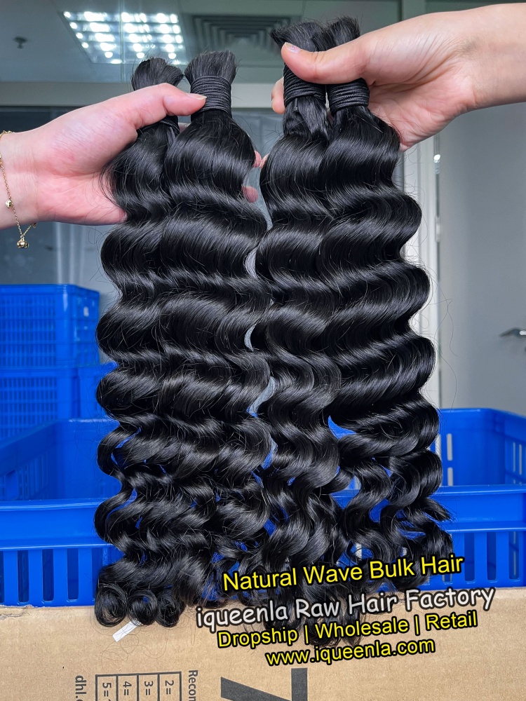 iqueenla Natural Wave Mink Human Braiding Hair Bulk 1/3/4 Packs Deal