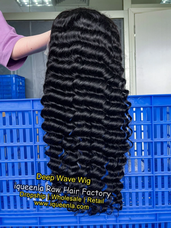 iqueenla Deep Wave 5x5/13x4 Transparent and HD Full Lace Pre-made Wig