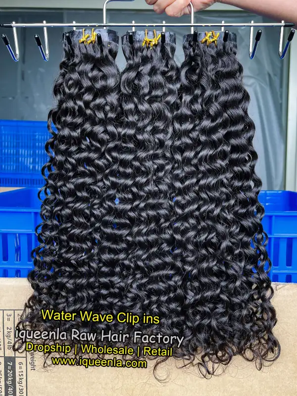 iqueenla Water Wave Seamless Clip-In Hair Extensions 1/3/4 Packs 6/18/24Pcs Deal