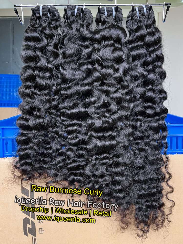 iqueenla Burmese Curly Raw Hair 1/3/4 Bundles Deals