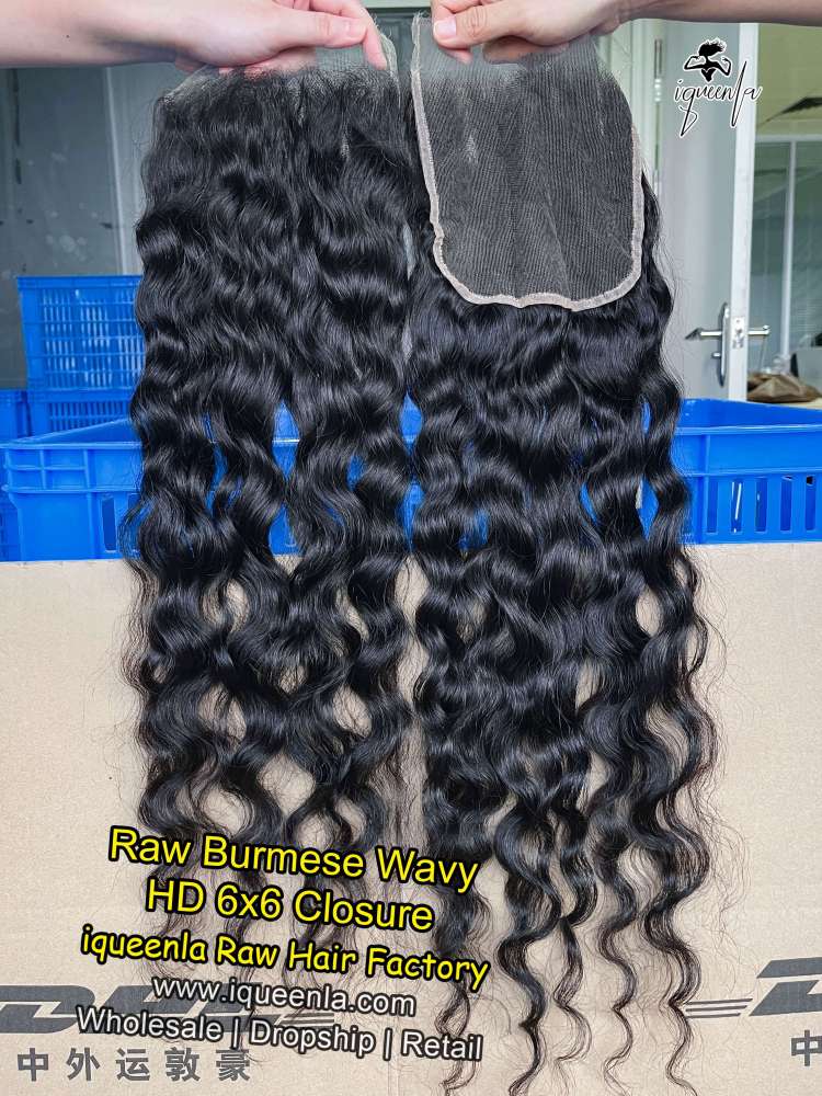 iqueenla Burmese Wavy 4x4/5x5/6x6/13x4/13x6 Transparent and HD Lace Closure/Frontal