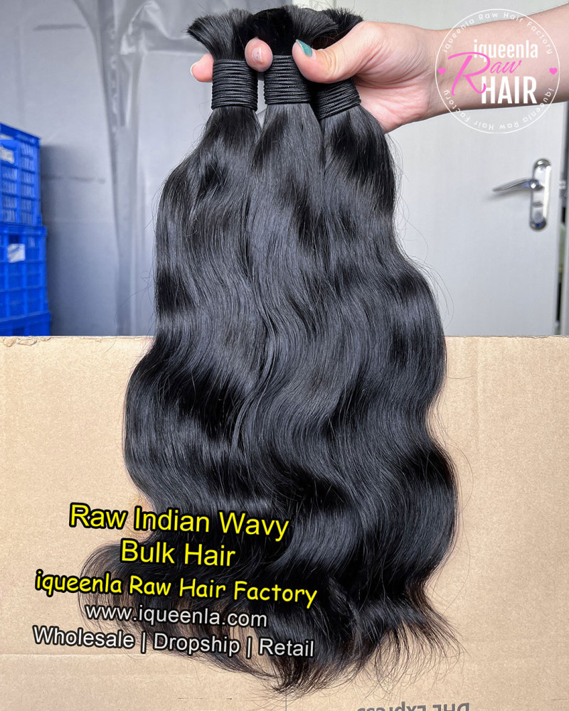 iquenela Raw Indian Wavy Hair No Weft Hair Bulk Braiding 1/3/4 Packs Deal