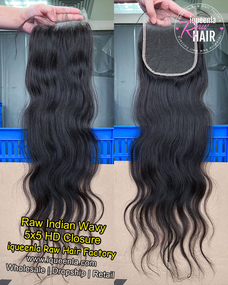 iqueenla Indian Wavy Transparent and HD 4x4/5x5/6x6/13x4/13x6 Lace Closure/Frontal