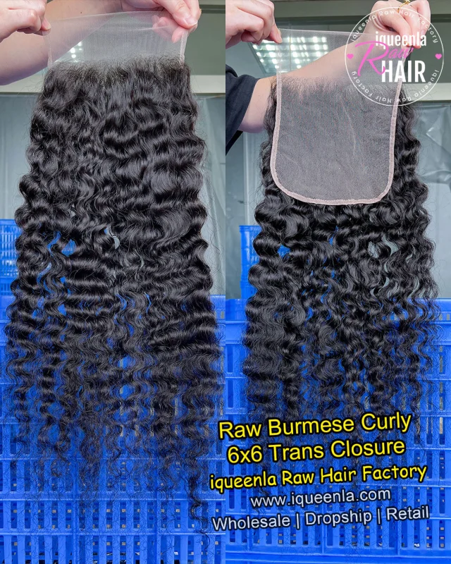 iqueenla Bumese Curly 4x4/5x5/6x6/13x4/13x6 Transparent and HD Lace Closure/Frontal