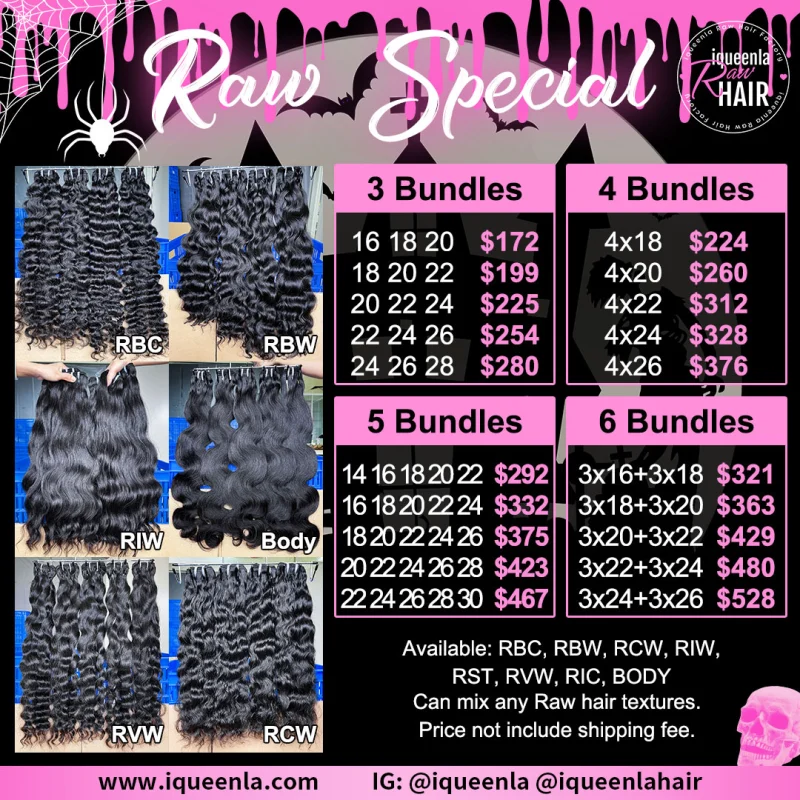 Iqueenla High Quality Raw Hair 3-6 Hair Bundles Deal During Aug.22th To Sept.15th