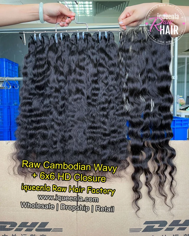 iqueenla 3 Bundles with Cambodian Wavy 6x6 HD And Transparent Lace Closure