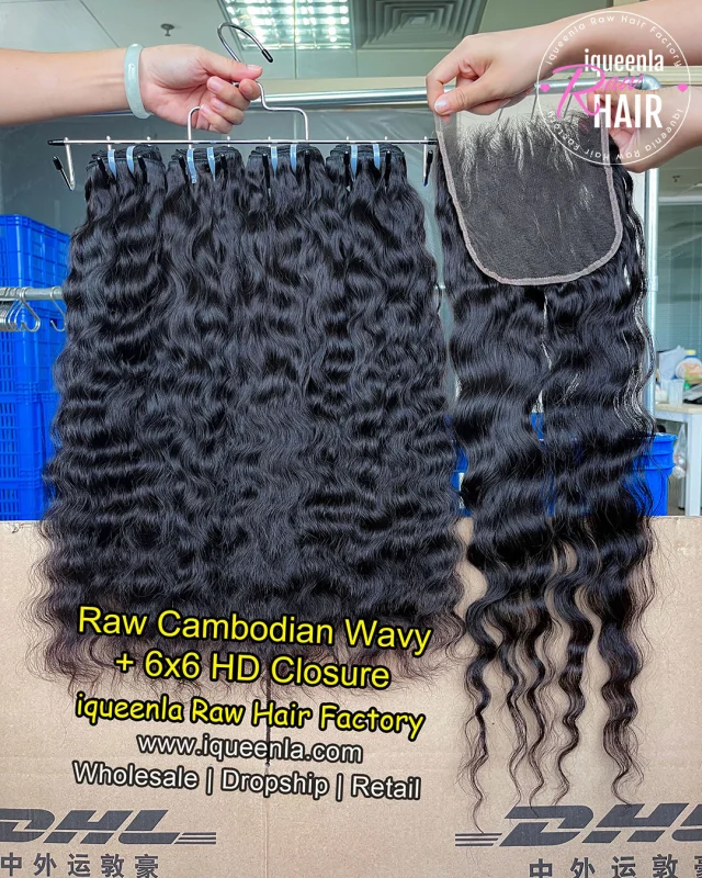 iqueenla 3 Bundles with Cambodian Wavy 6x6 HD And Transparent Lace Closure