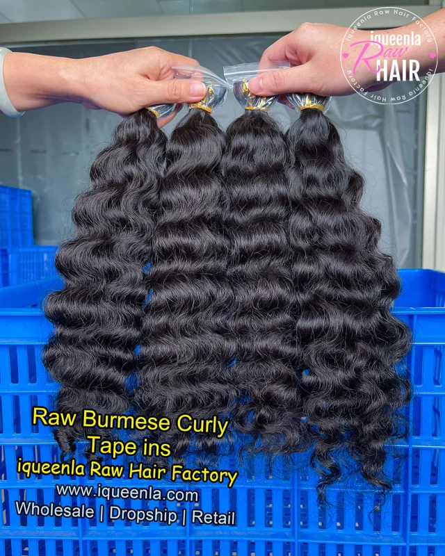 iqueenla Burmese Curly Tape In 1/3/4 Packs 20/60/80 Pcs Deal