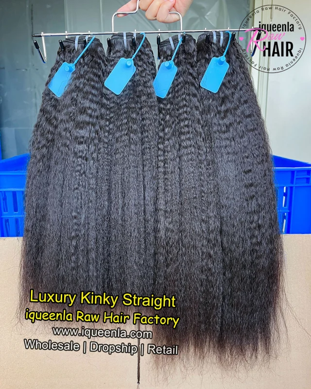 iqueenla Luxury Kinky Straight Full Human Hair 1/3/4 Bundles Deal