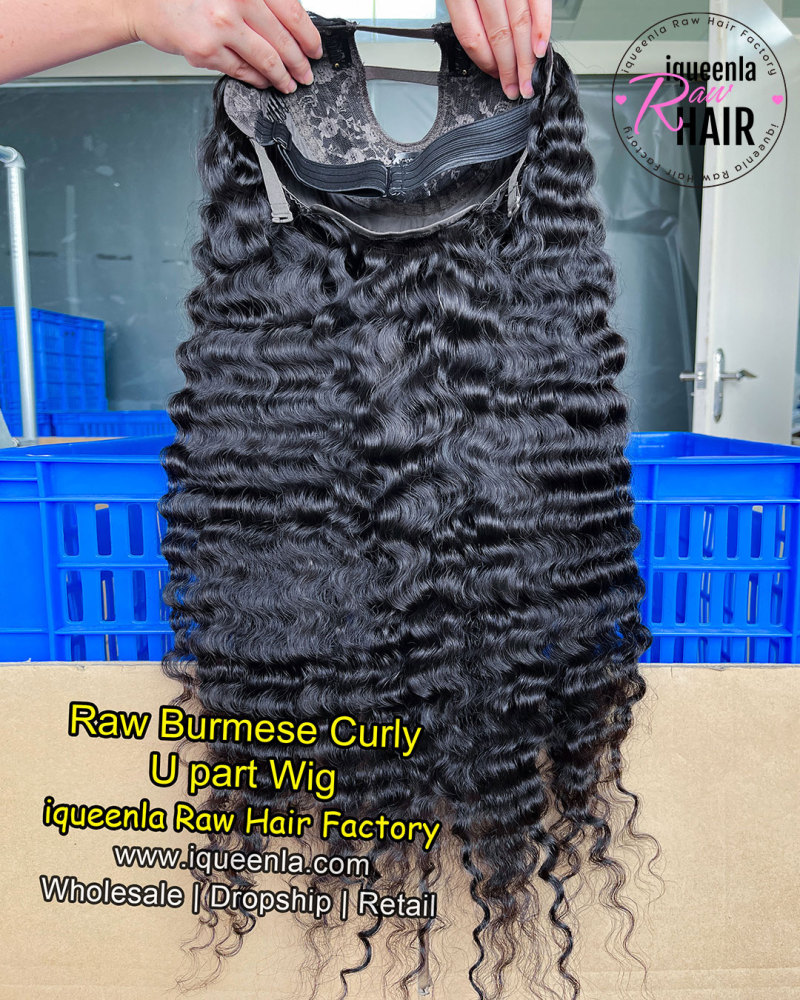 iqueenla Burmese Curly Raw Hair U Part Wig 200% & 300% Density