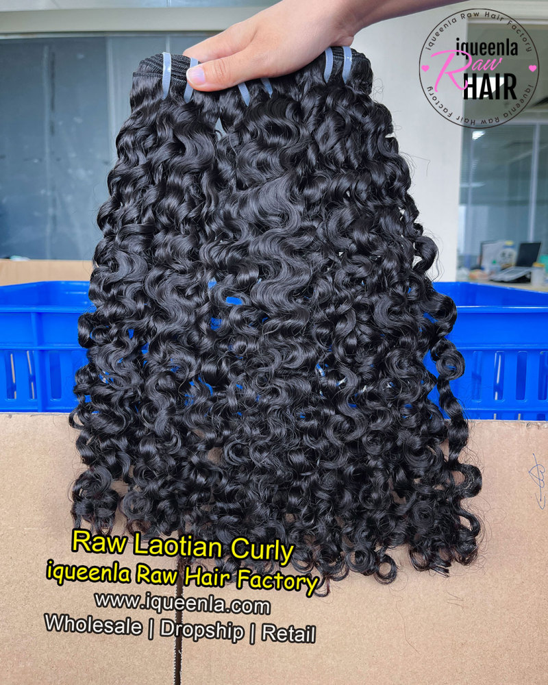 iqueenla Laotian Curly Raw Hair 1/3/4 Bundles Deals