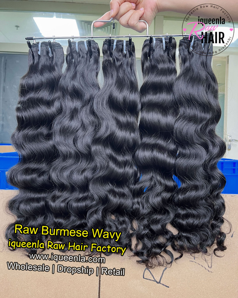 Iqueenla Wavy Raw Burmese Hair Bundles Tangle-free