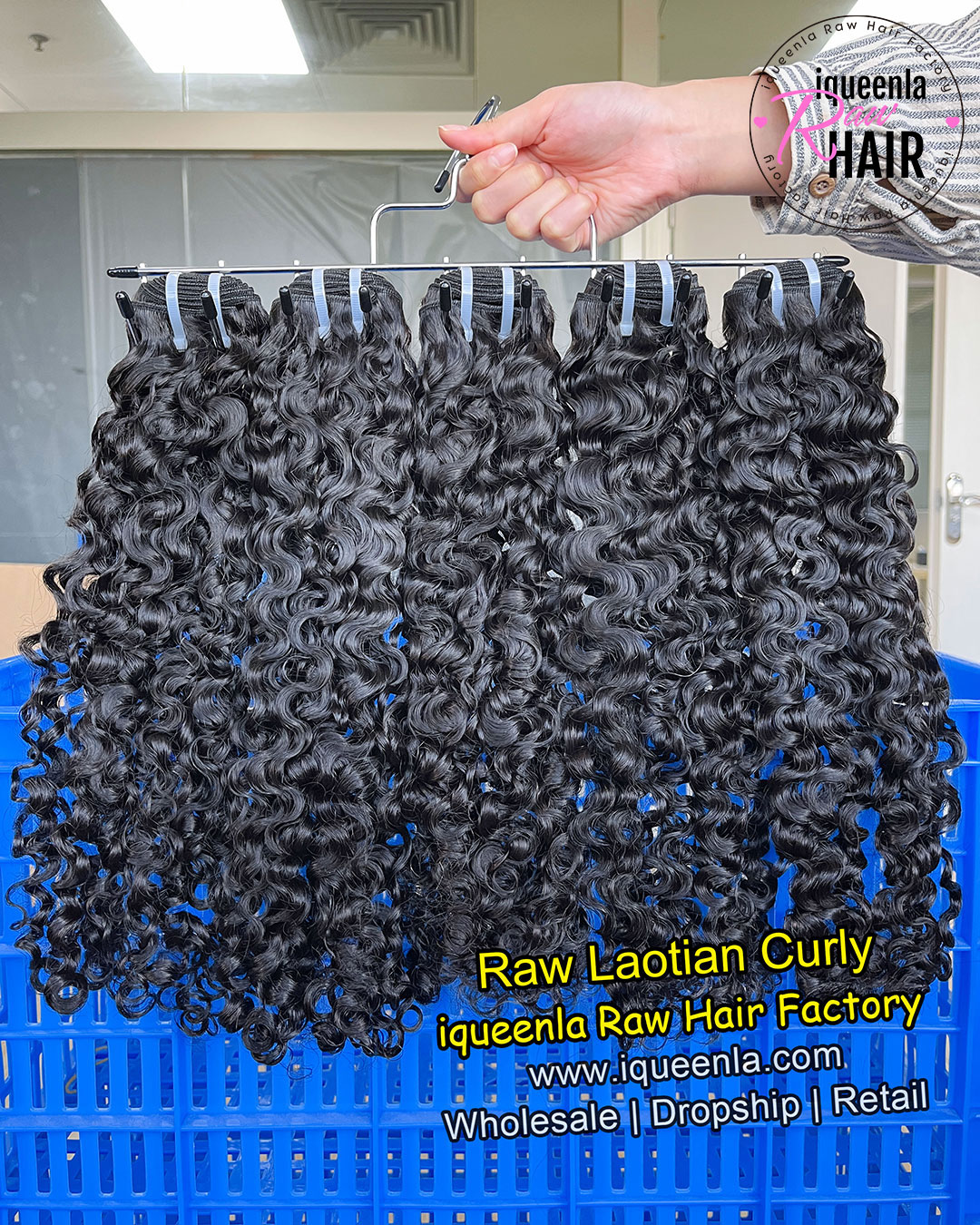 Iqueenla Curly Raw Laotian Hair Extensions​ No Shedding No Tangling Bundles