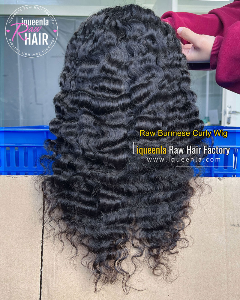 iqueenla Burmese Curly Raw Hair Machine-Made Half Wig 200% & 300% Density