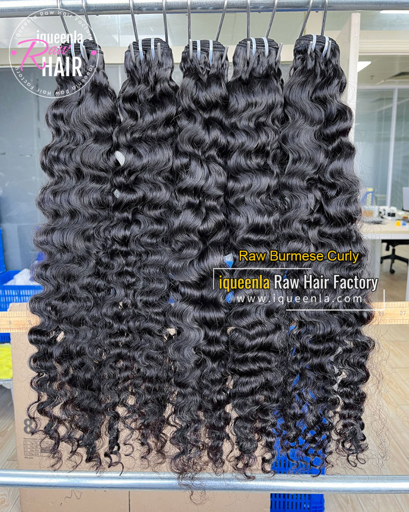 iqueenla Burmese Curly Raw Hair 1/3/4 Bundles Deals