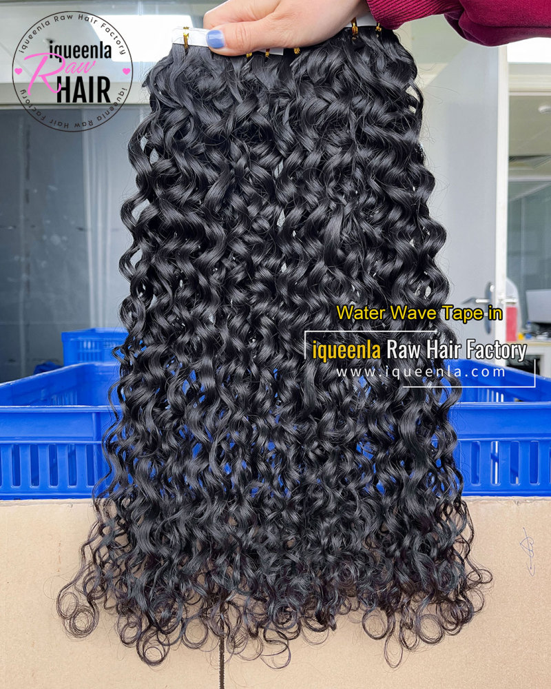 iqueenla Unprocessed Mink Hair Water Wave Tape In 1/3/4 Packs 20/60/80 Pcs Deal
