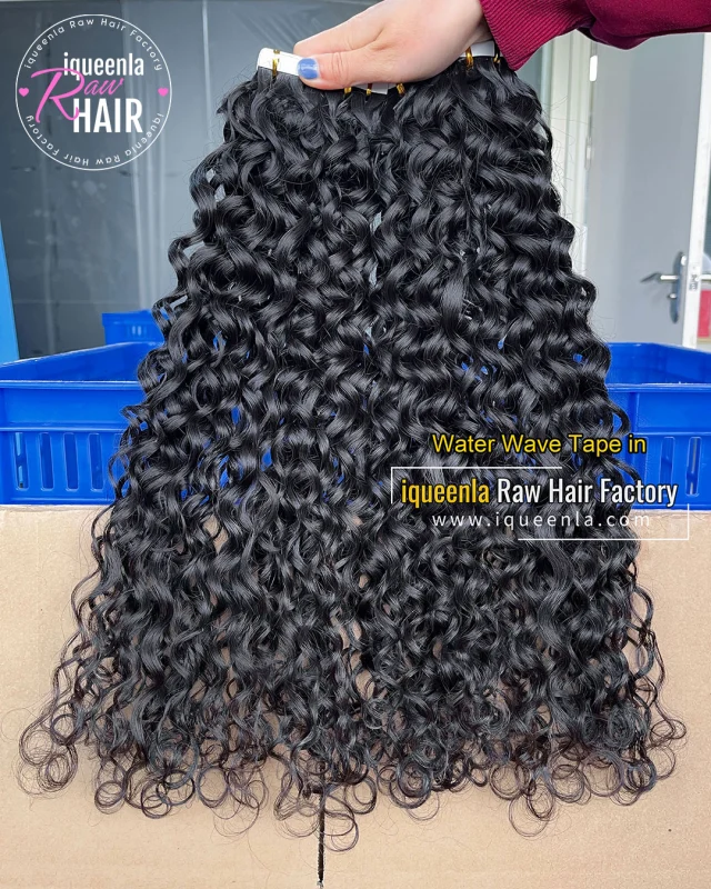 iqueenla Unprocessed Mink Hair Water Wave Tape In 1/3/4 Packs 20/60/80 Pcs Deal