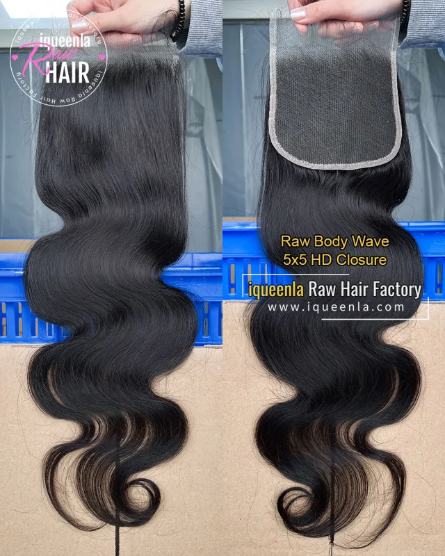 iqueenla Raw Body Wave Transparent and HD 4x4/5x5/6x6/13x4/13x6 Lace Closure/Frontal