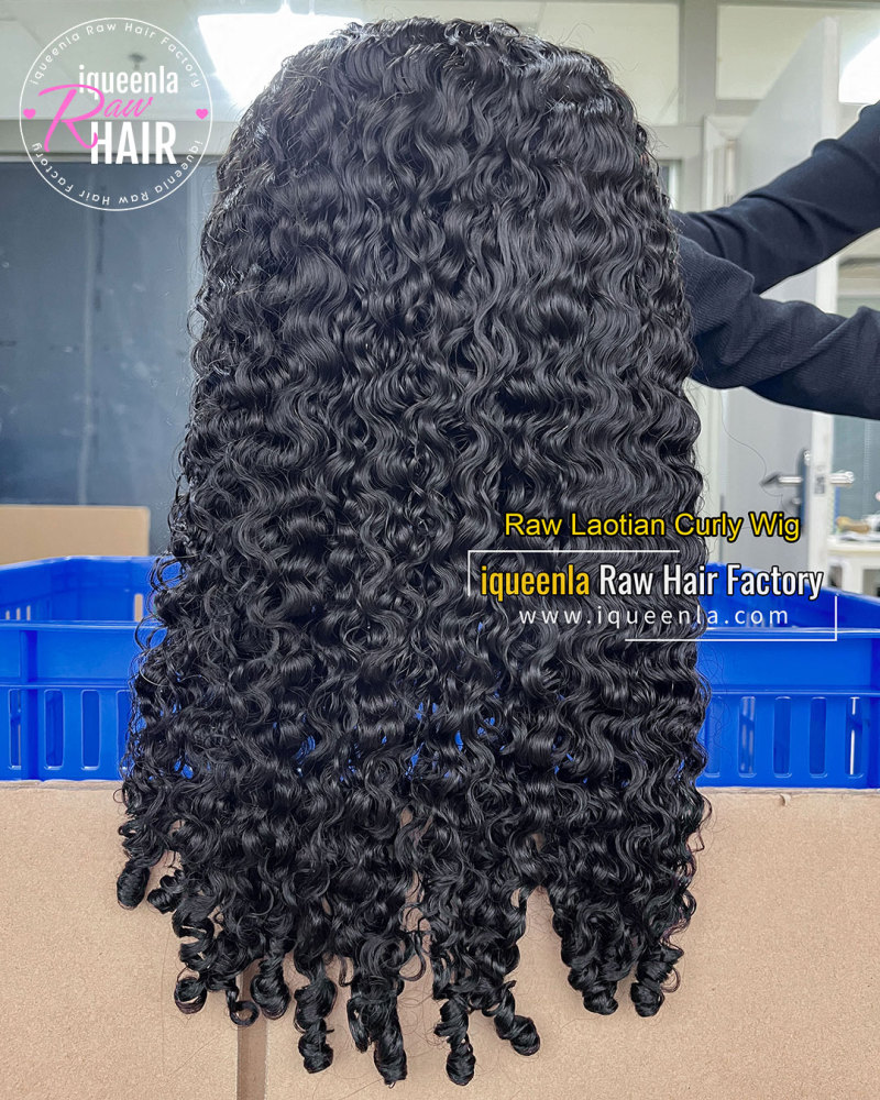 iqueenla Laotian Curly Raw Hair Machine-Made Half Wig 200% & 300% Density