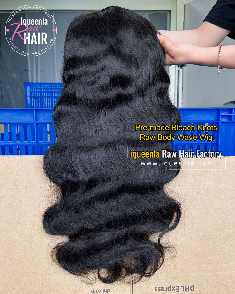 iqueenla Bleach knots with Pre-plucked Hairline Raw Body Wave 5X5/13X4 HD Pre-made Wig 280% Density