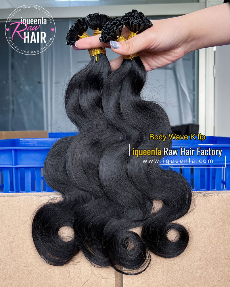 iqueenla Mink Hair Body Wave K Tip  Human Hair Extension Natural Color
