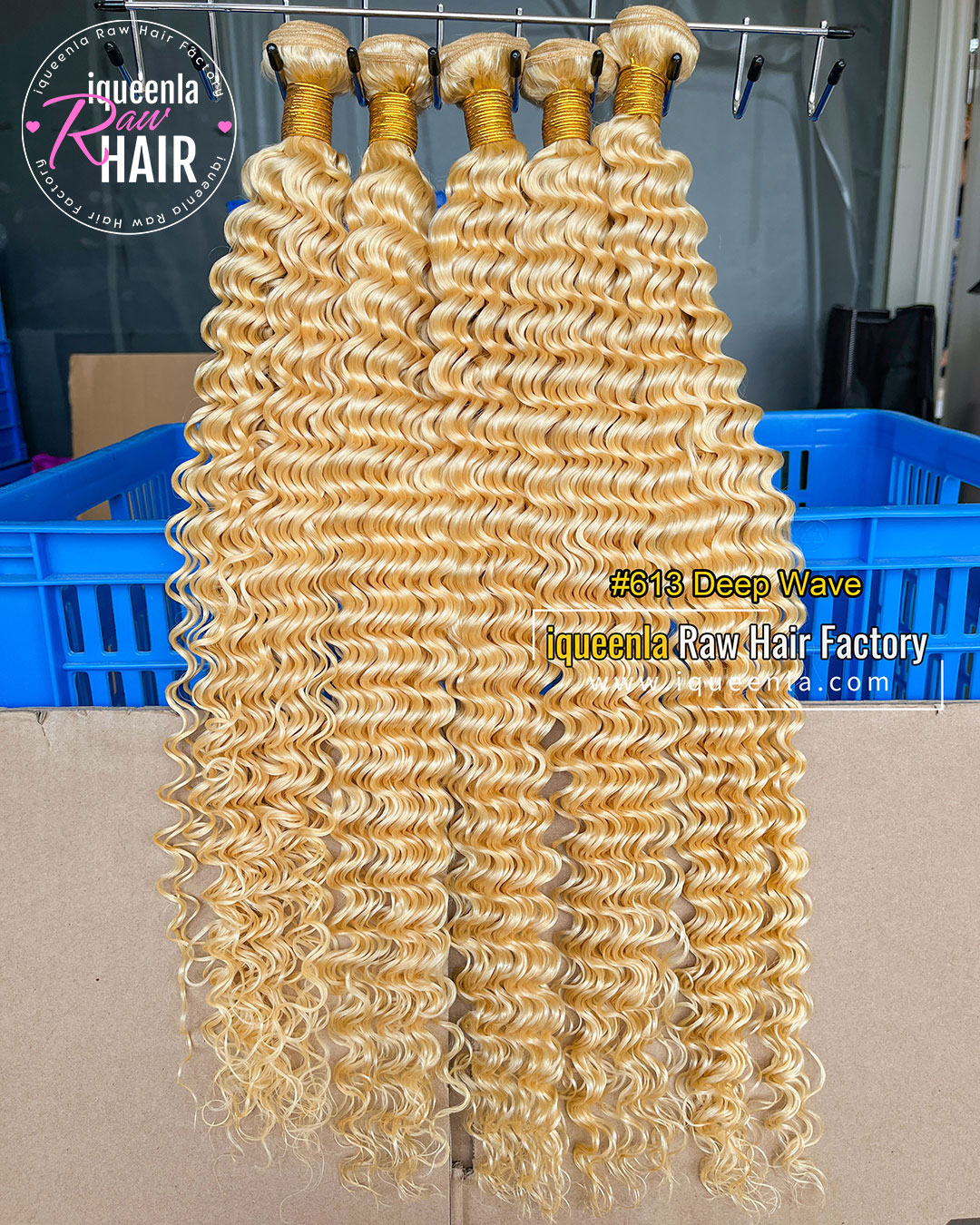 iqueenla Blonde #613 Deep Wave Virgin Human Hair 1/3/4 Bundles Deals