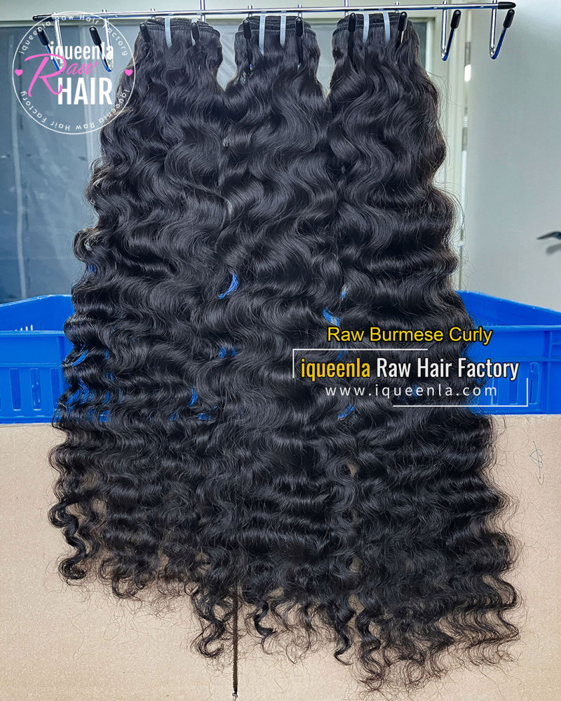 iqueenla Burmese Curly Raw Hair 1/3/4 Bundles Deals