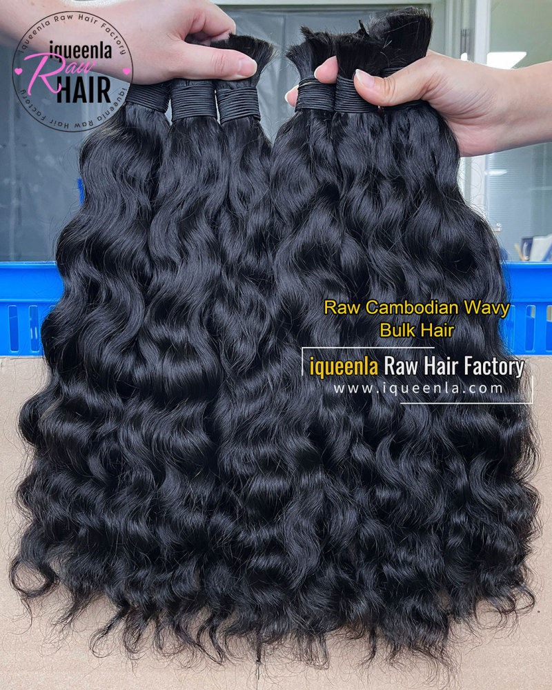 iquenela Raw Cambodian Wavy Hair No Weft Hair Bulk Braiding 1/3/4 Packs Deal