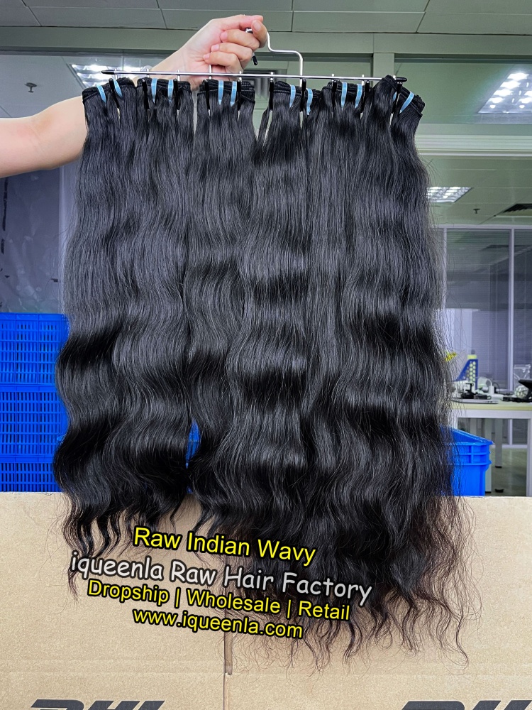 iqueenla Unbleached & Cuticle Aligned Indian Wavy Raw Hair 1/3/4 Bundles Deals