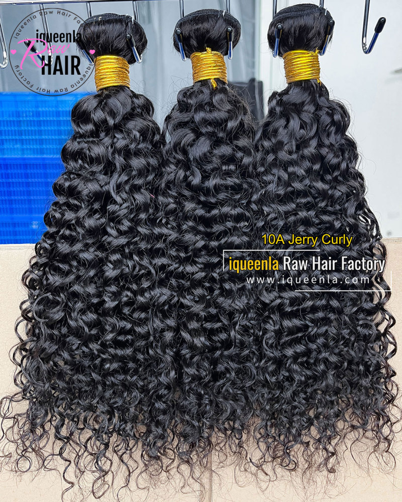 iqueenla No Chemical Processing Jerry Curly 10A Mink Hair Bundle Human Hair Weave 1/3/4 Deal