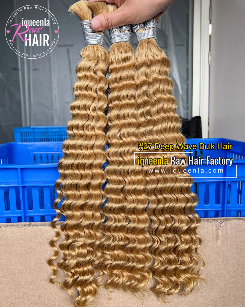 iqueenla #27 Color Deep Wave Human Hair Bulk Braiding 1/3/4 Packs Deal