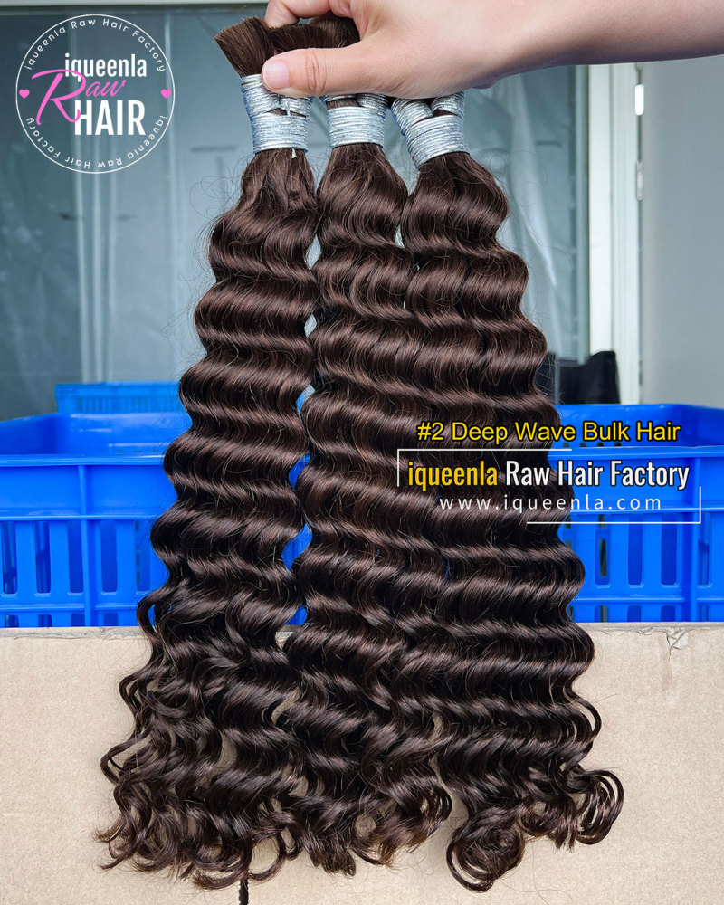 iqueenla #4 Color Deep Wave Human Hair Bulk Braiding 1/3/4 Bundles Deals