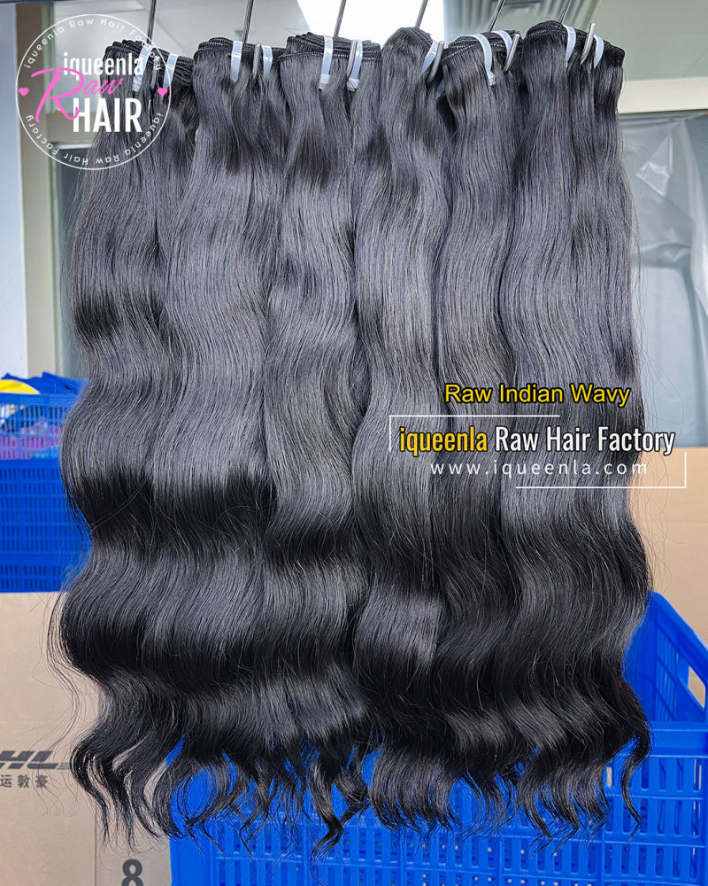 iqueenla Unbleached & Cuticle Aligned Indian Wavy Raw Hair 1/3/4 Bundles Deals