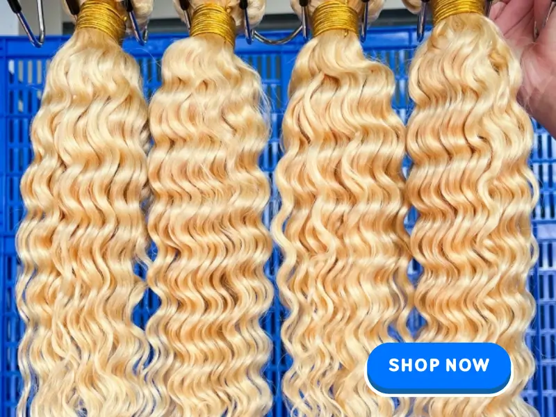 Glossy Hair Bundles Reviews: Iqueenla Blonde #613 Deep Wave Virgin Human Hair Bundles